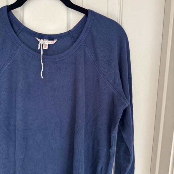 EUC Victoria’s Secret Fireside Long Jane Thermal Top Waffle Knit, Navy Blue, L - Picture 4 of 12